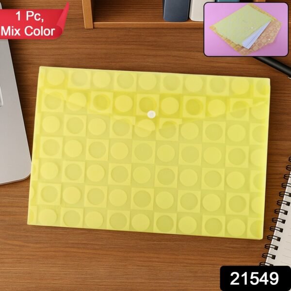 Mix Design A4 Plastic Document Folder with Patterned Button Closure