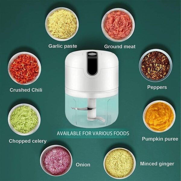 09_138620b5-a587-41b1-aa68-d87b82aaaf41.jpg Wireless USB Rechargeable Mini Electric Garlic Machine / Chopper 3 Blades (300Ml)