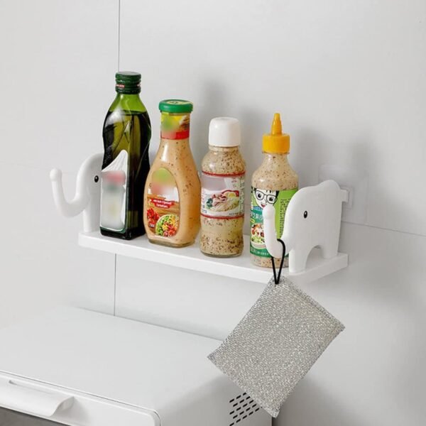 Elephant-Shaped Wall Shelf – No-Punch Mini Organizer for Kitchen & Bathroom