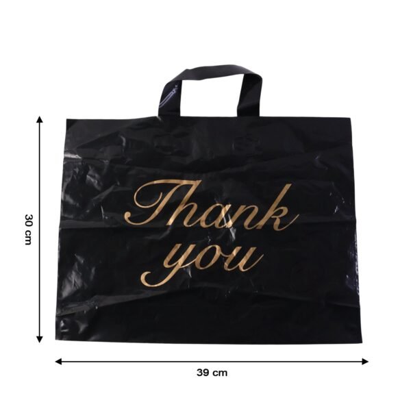 Premium Black Thank You Printed Plastic Carry Bag 30 × 39 Cm (1 Pc)