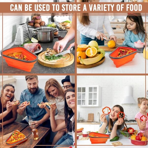 Reusable Expandable Pizza Storage Container with 5 Microwavable Trays