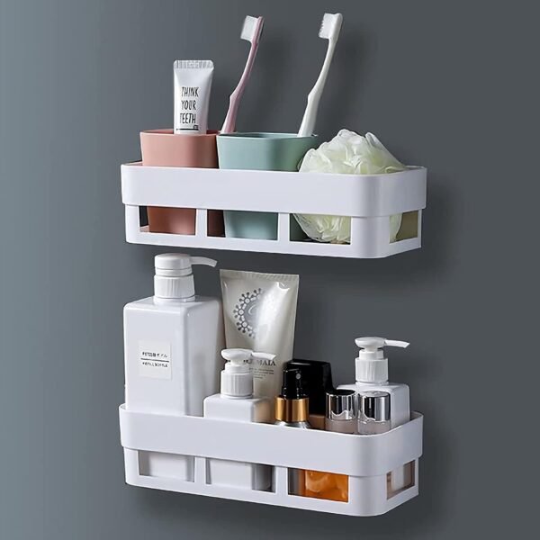 ABS Plastic Shower Corner Caddy Shelf with Wall-Mounted Suction Cup