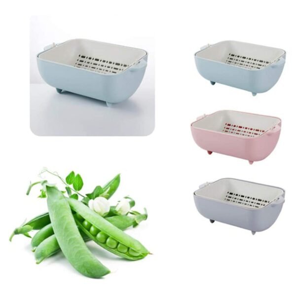 Multifunctional BPA Free Double Layered Plastic Rotatable Strainer (Multicolor)