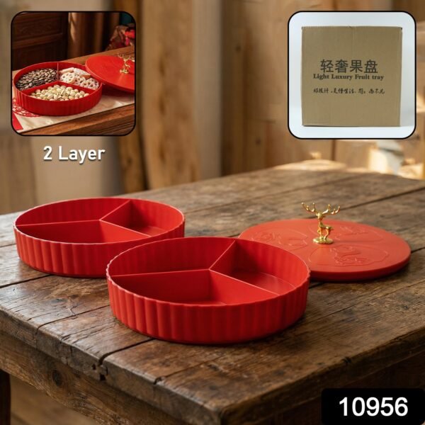 2 Layer Multipurpose Decorative Dry Fruit and Snack Serving Tray (1 Pc)
