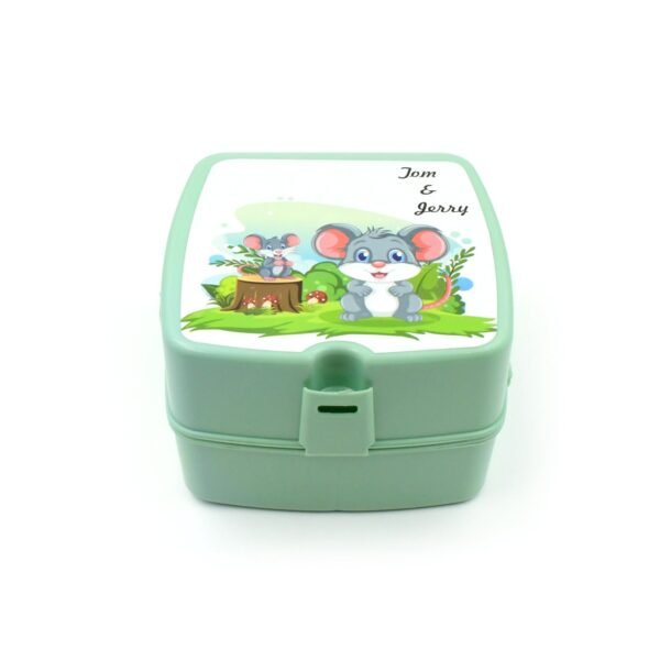 Double-Layer Square Lunch Box with Spoon , 4 Compartment Tiffin & Push Lock