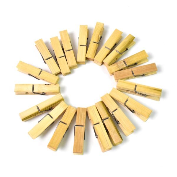 Heavy Duty Bamboo Wooden Cloth Clips / Pegs (20 Pcs Set)