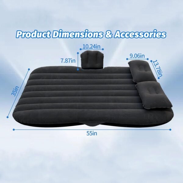 Inflatable Car Air Mattress Bed (132 × 96 cm, 1 Set)