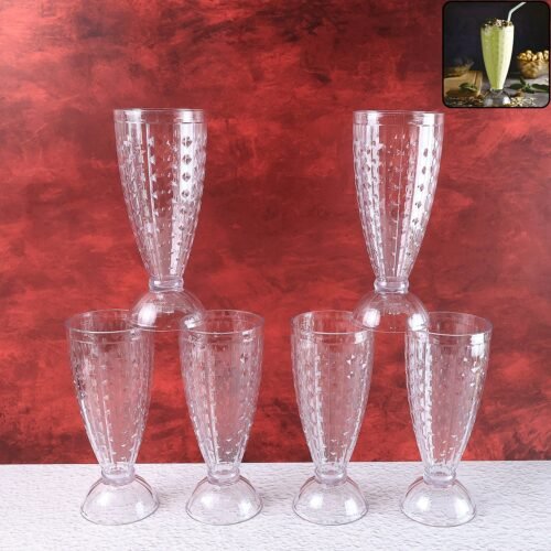 Supermom Transparent Plastic Milkshake Glass Set (400ML / 6 Pc)