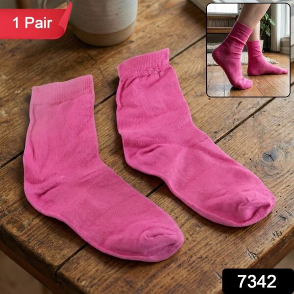 Soft Cotton Pink Socks for Women (1 Pair / Mix Color)