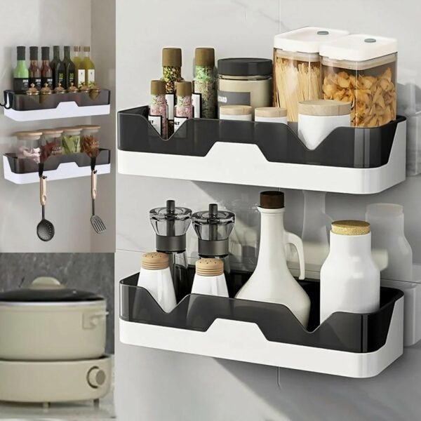 Wall Mounted Self Adhesive Plastic Storage Shelf (1 Pc)