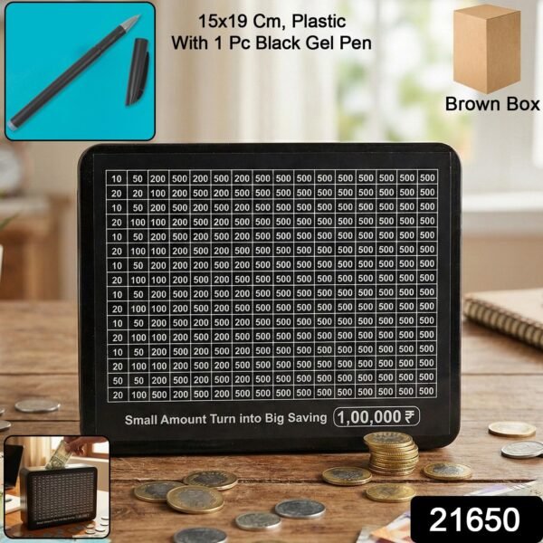 0caf388d-cd68-4f92-8d0f-806c52bd2f6a.jpg Reusable Money Saving Piggy Bank with Black Gel Pen (15 × 19 cm, 1 Pc)