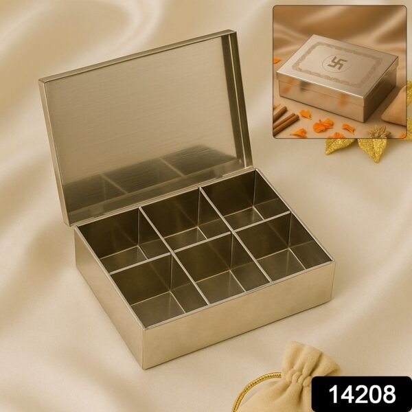 0f4db7b9-288f-4ce3-b33e-36913059f494.jpg Multipurpose Stainless Steel Jewelry Storage Organizer Box 6 Compartments (1 Pc)