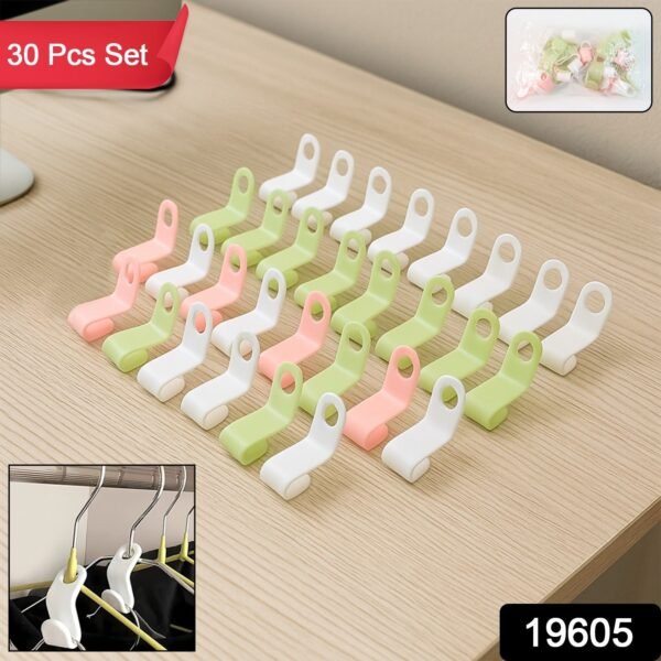 Multi-Color Hanger Connector Hooks (30 Pc)