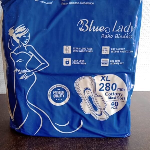 Beautiful Basics Blue Lady Long Pads With Wides Wings Sanitary Pads – 280 mm, 40-Pack