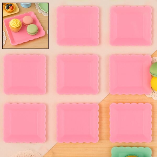 10032_plastic_square_tray_8pc.jpg Square Plastic Dinner Plate Snacks Breakfast Serving Trays Home School 8 Pc Set