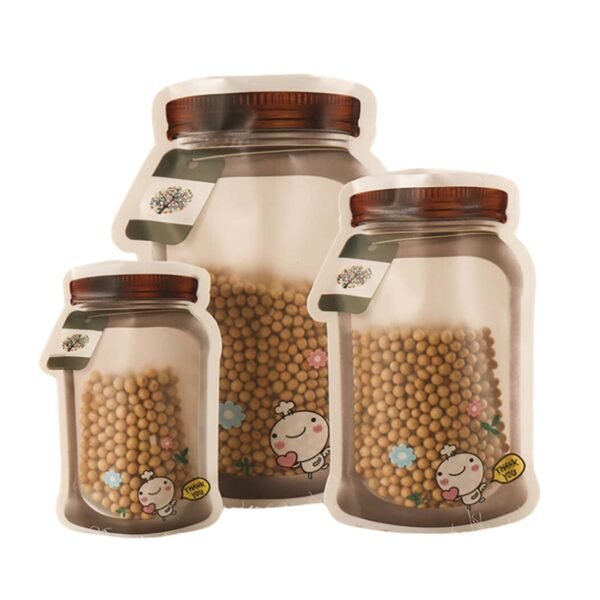 10088.jpg Plastic Transparent Jar Shaped Pouch With Zipper (3 Pcs Set)