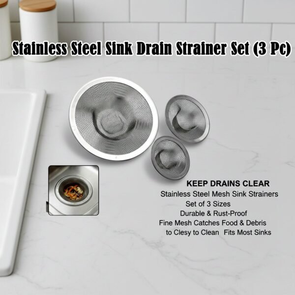 10869_ss_sink_strainer_3pc_set.jpg Stainless Steel Sink Drain Strainer Set (3 Pc)