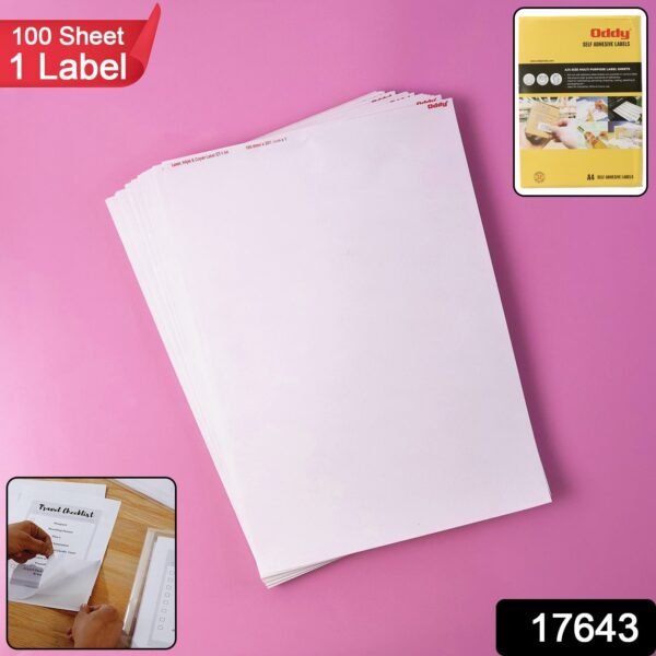 Oddy Self-Adhesive Label Sheets – A4 Full-Sheet Labels (100 Sheet)