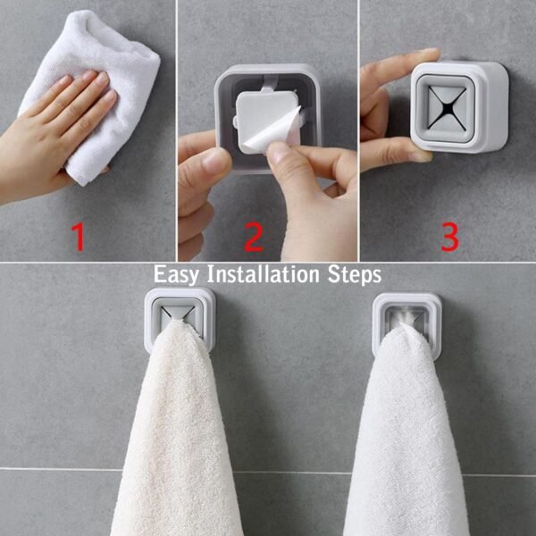 4 Pc Towel Holder – Easy Wall Mount for Bathroom & Kitchen Towel Hanging.
