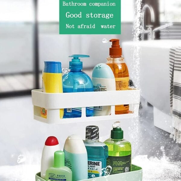 ABS Plastic Shower Corner Caddy Shelf with Wall-Mounted Suction Cup
