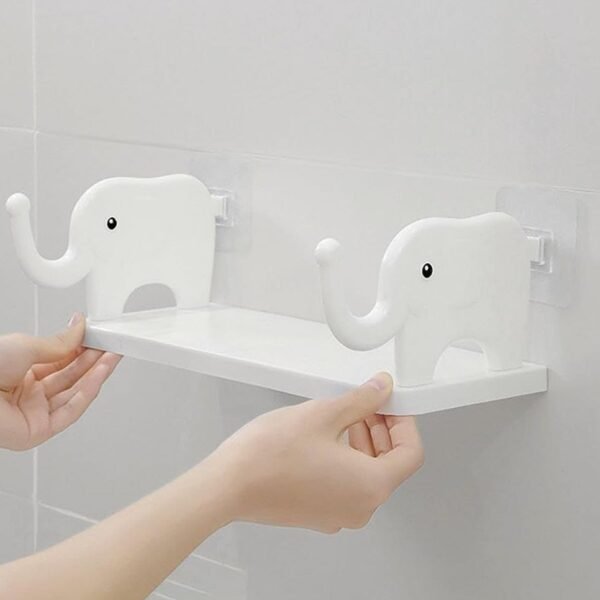 Elephant-Shaped Wall Shelf – No-Punch Mini Organizer for Kitchen & Bathroom