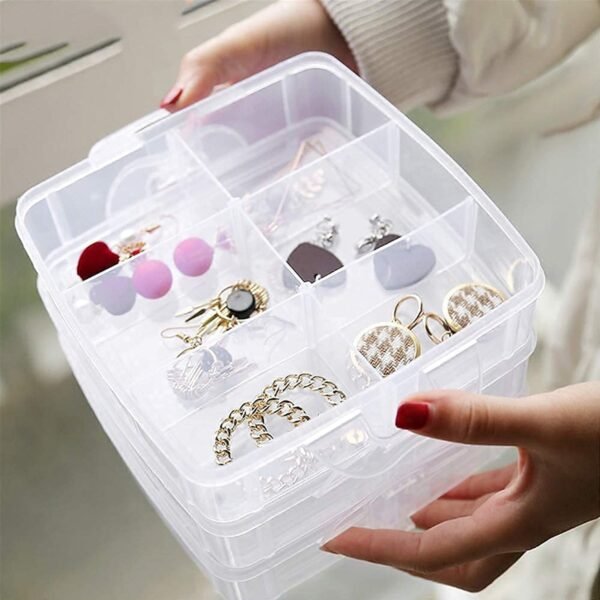 10_9d73ce63-b1e6-4450-8ae1-3362a9f01469.jpg 3-Tier Transparent Craft Storage Box with 18 Adjustable Compartments
