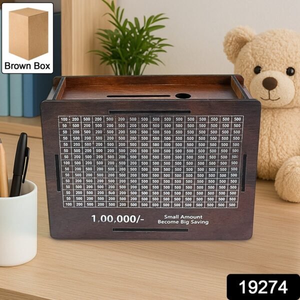 Wooden Money / Piggy Bank, Money Box (1 Pc / Pen Not Included)