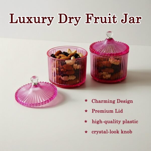 11034_trans_luxe_dry_fruits_jars_2pc.jpg Plastic Luxury Transparent Dry Fruit Storage Jars (2 Pc)