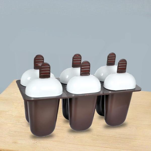 11486.jpg Plastic Ice Candy Maker Kulfi Maker Moulds Set with 6 Cups (Multicolour)