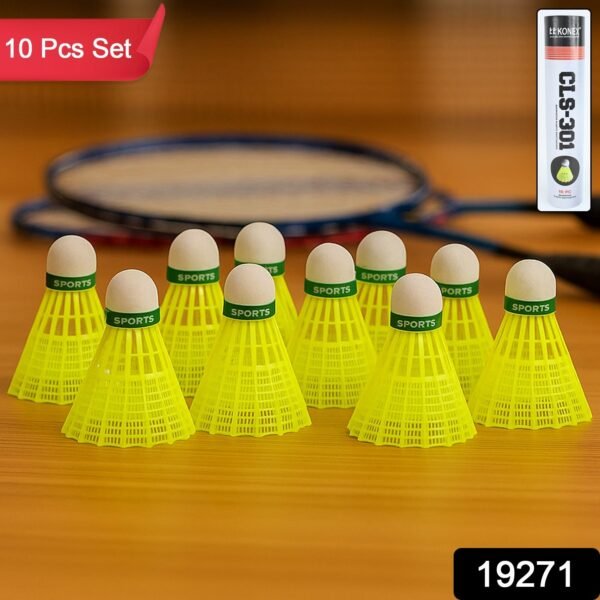 Konex Premium Plastic Badminton Shuttlecock Set (10 Pcs)