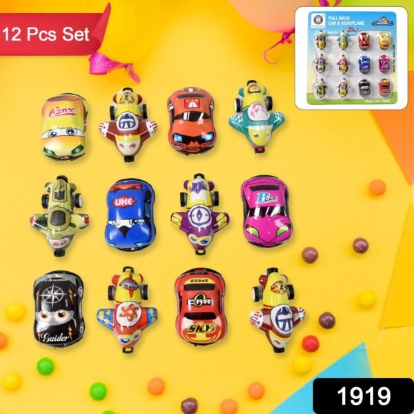 119.jpg Mini Pull Back Car & Aeroplane PVC Plastic Pull Back Car Cartoon Toys (12 Pcs Set)