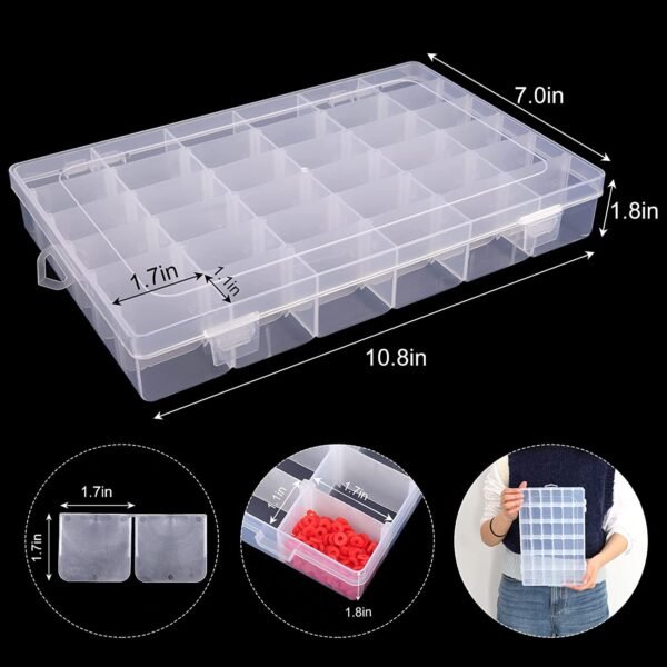 11_4d2f03d6-fbe9-4ca3-94ee-580a53723a79.jpg 36 Grids Clear Plastic Organizer Box with Dividers Jewellery Storage Box 1 Pc