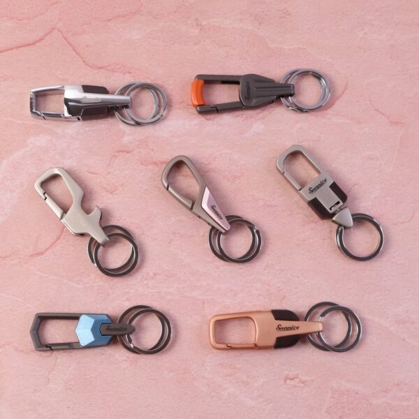 Premium Heavy-Duty Metal Keychain with Carabiner Clip (1 Pc / Assorted Design)