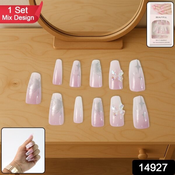 Artificial False Nail Set with Mix Design fake nails - (1 Set)