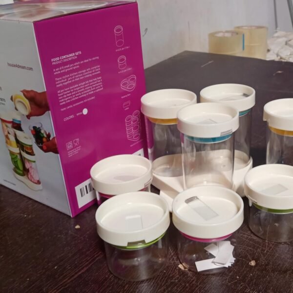 11f2517e-542e-4a93-8520-412a498e35e5.jpg Multipurpose Plastic Transparent Storage Containers Masala Box Dabba Spice, Plastic Masala Spices Container Set Capacity With Airtight Lid Kitchen Pantry Organizer For Salt Mukhwas Box With Tray (8 Pc Set)