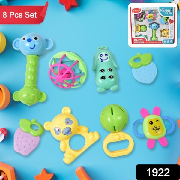Kinder Rattles & Teething Set – Non-Toxic Shake & Grab Baby Toys (8 Pcs Set)