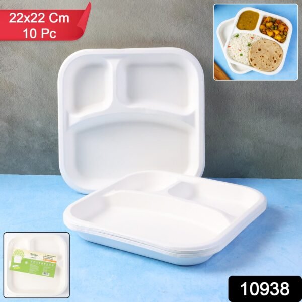 121110938-60Pc-BagassePlate-Av-Sv.jpg Compostable Bagasse 3-Compartment Square Meal Plate