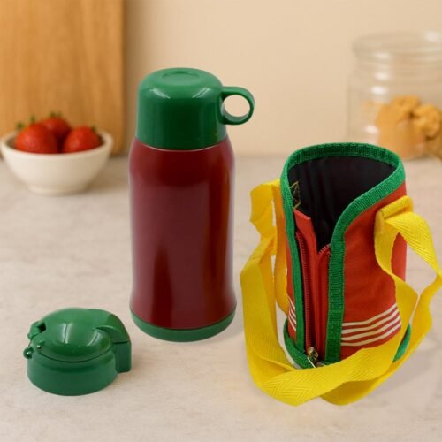 12544_ss_cute_water_bottle_550ml.jpg Premium Stainless Steel Insulated Sipper Bottle Print Water FlaskCartoon Vacuum Hot Cold For Kids / Travelling Water Bottle for Kids with up Straw, Double Wall Thermos with Straw & Bottle Zippe Cover For office/Gym/School (550 ML)