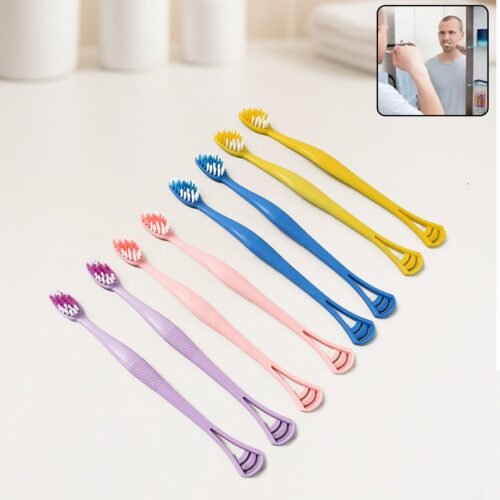 12814_2in1_soft_toothbrush.jpg 2-in-1 Tooth Brush Tongue Scraper, Soft Bristle & Long Handle (8Pcs) Soft Toothbrush