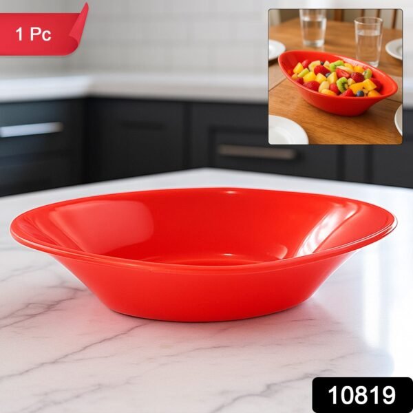 12MarinBowlRed.jpg Plastic Marin Serving Bowl – Elegant Oval Deep Bowl (1 Pc / Red)