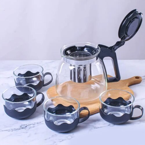 Flame Proof Glass Kettle and Cup Set with Strainer High Quality Set  24 Pc