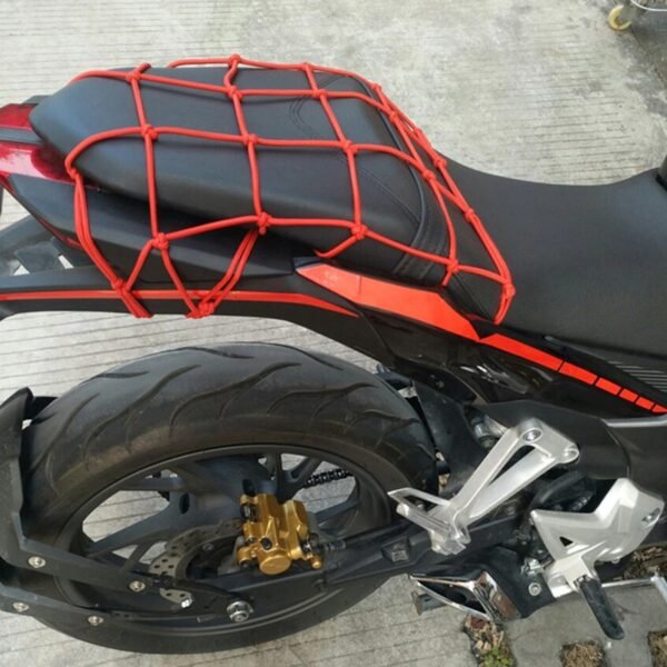 Heavy-Duty Elastic Bungee Cargo Net Mesh Holder - 4 Adjustable Hooks for Motorcycle