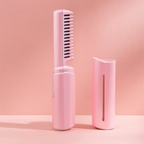 13072.jpg Rechargeable Mini Hair Straightener, Three Temperature Adjustments Flat Iron Comb (1 Pc)