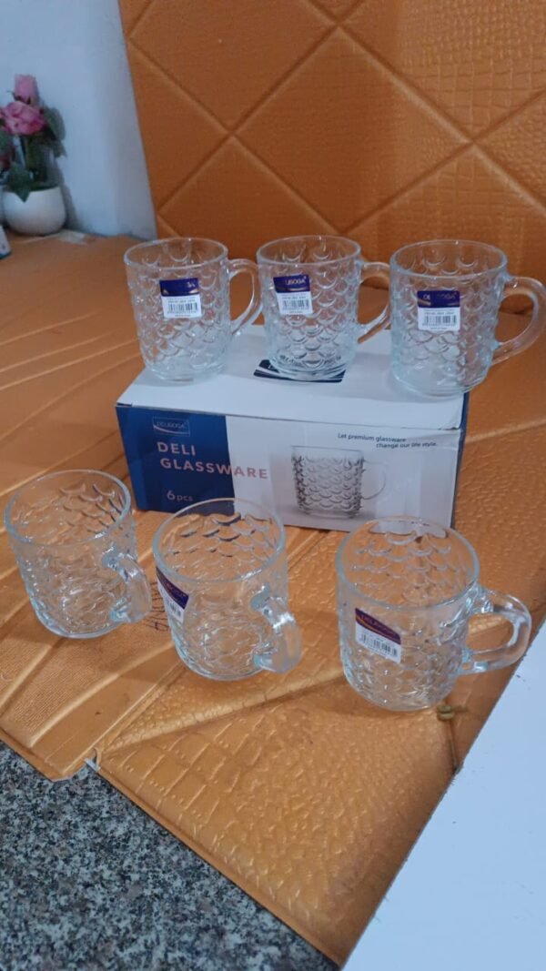 13351ed8-cd80-4b3e-8b80-00e79b646d95.jpg Glass Coffee & Tea Cup / Mug With Handle, Water glass (6 pcs Set / 225 ML)