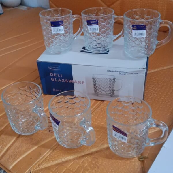13351ed8-cd80-4b3e-8b80-00e79b646d95.jpg Glass Coffee & Tea Cup / Mug With Handle, Water glass (6 pcs Set / 225 ML)