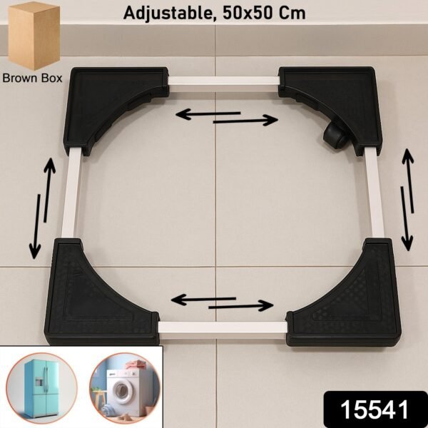 Adjustable Heavy-Duty Fridge and Washing Machine Stand Base Trolley 50x50 cm