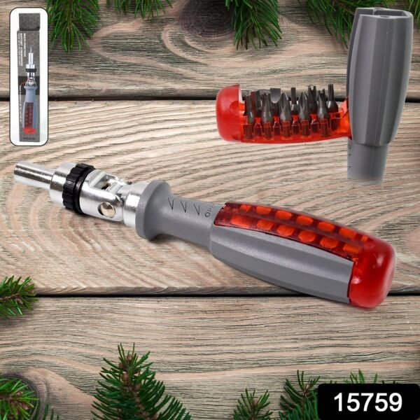 137_51256c67-3345-4af4-9457-95df9de4d0f9.jpg Multi Bits Ratchet Screwdriver Set, Adjustable Angle Two-Way Ratcheting (1 Set)