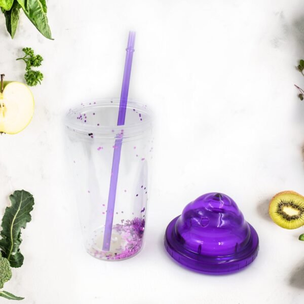 Creative Plastic Cold Drink Cup with Lid & Straw – Tumbler (Mix Color)