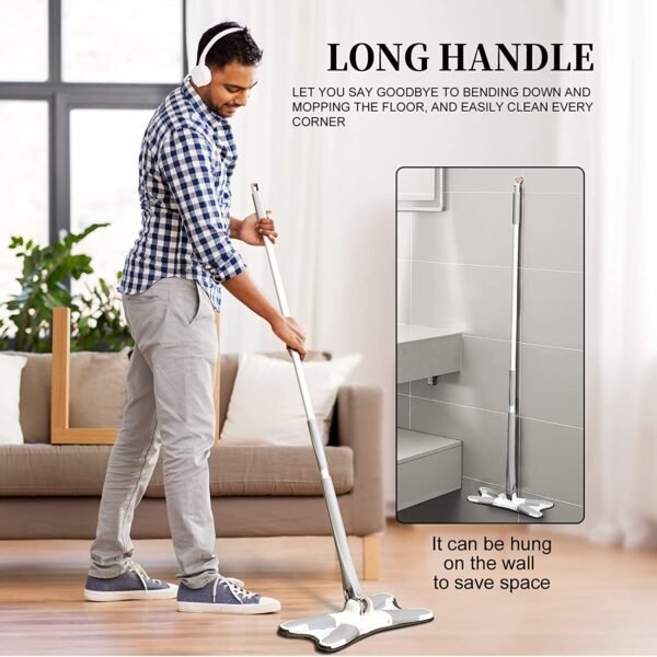 X-Shape Hands-Free Squeeze Microfiber Floor Mop for Home Cleaning