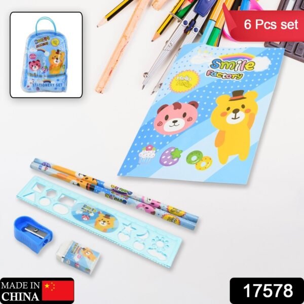 Stationery Kit for Kids - Stationery Set (6 Pcs Set / Mix Design)